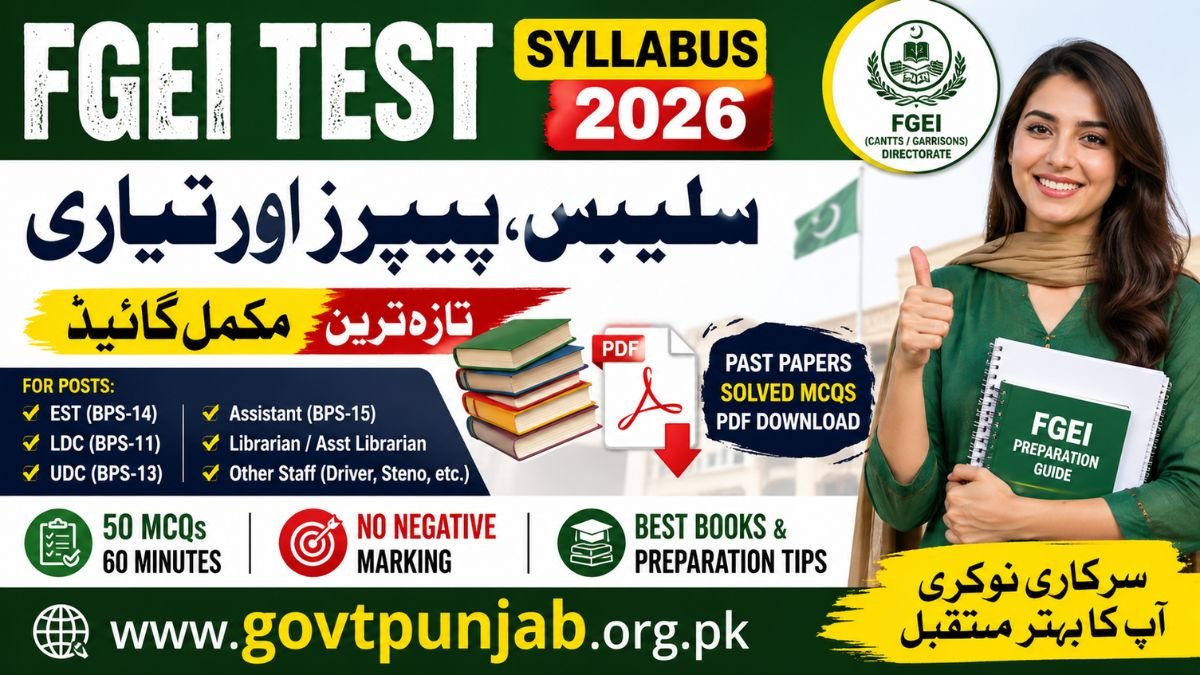 FGEI Test Syllabus, Past Papers and Preparation Books pdf