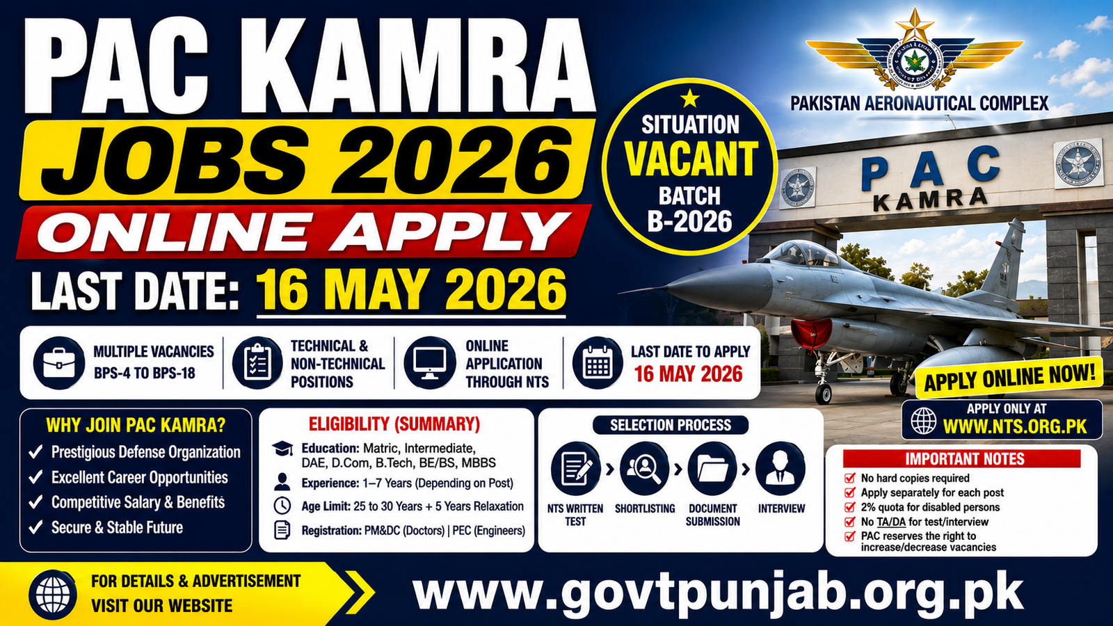 PAC Kamra Jobs 2026 NTS Online Apply Last Date