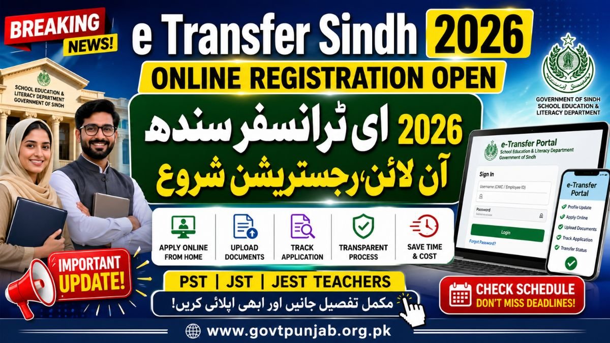 e Transfer Sindh Online Registration 2026 Portal Login