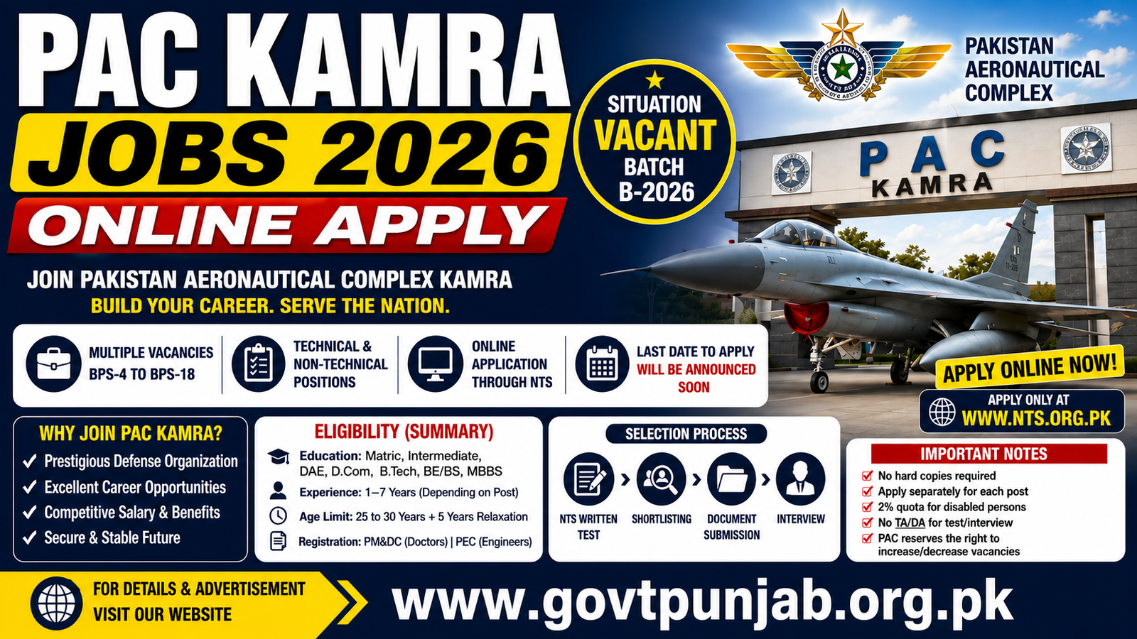 PAC Kamra Jobs 2026 NTS Online Apply