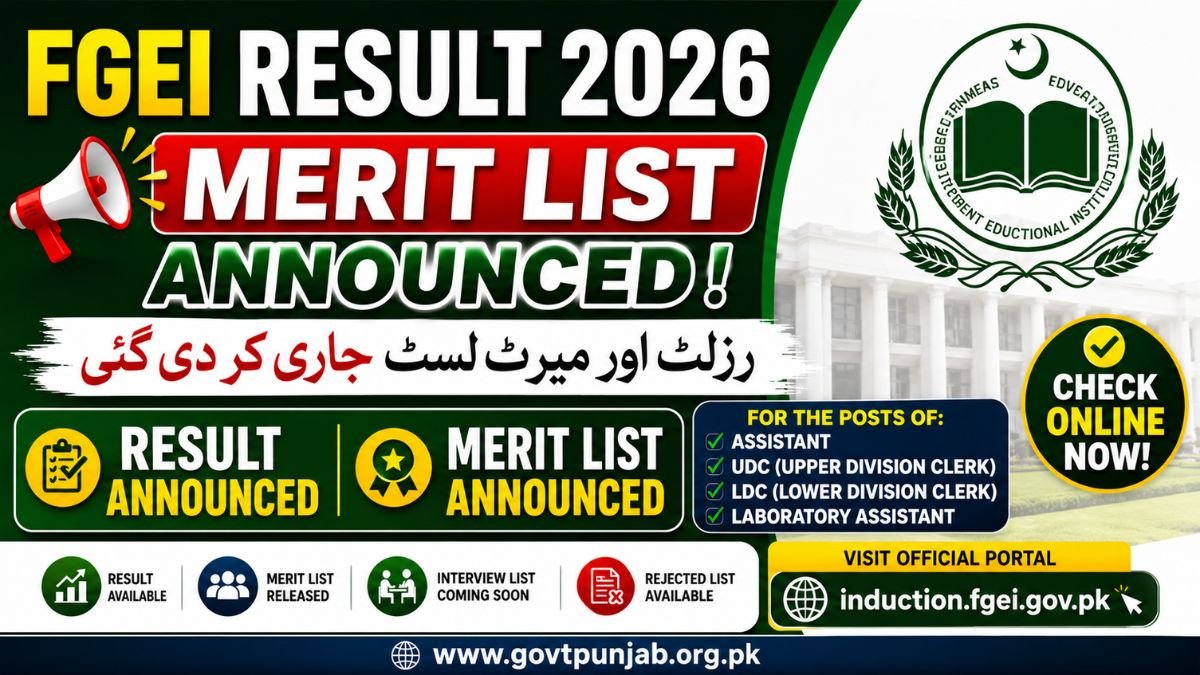 FGEI Result 2026 Merit List induction.fgei.gov.pk
