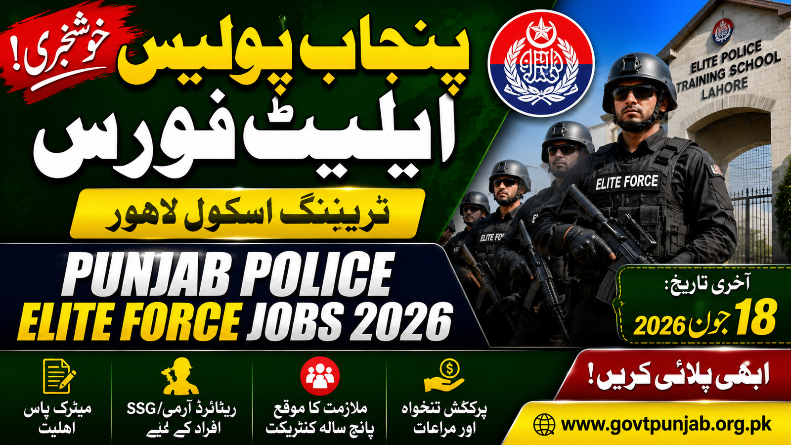 Punjab Police Elite Force Jobs 2026 Training School Apply Online
